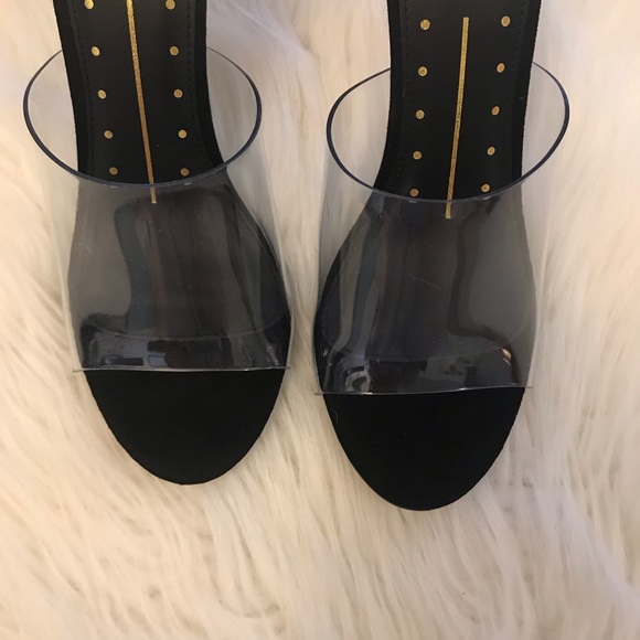 Kylie Clear Black Suede Heeled Mules - Picture 7 of 8